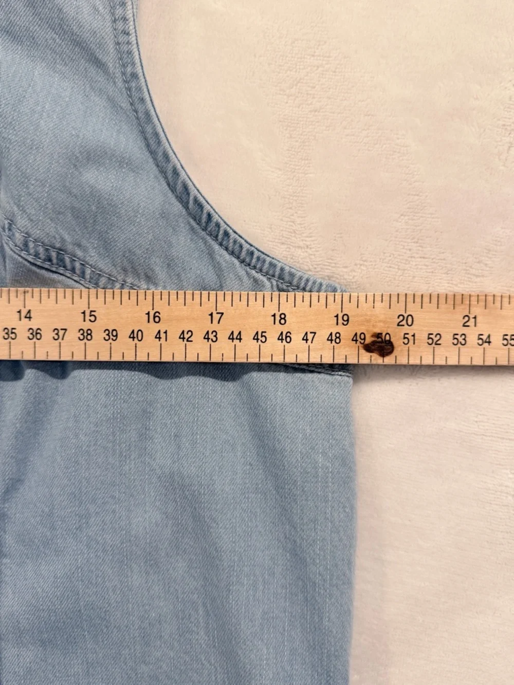 Time and Tru Chambray Denim Dress Size Large Sleeveless Blue Shift Dress - Picture 4 of 6